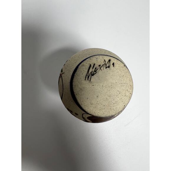 Tonala Mexican Pottery Stoneware Vase Floral Design Signed Mexico - Picture 7 of 7